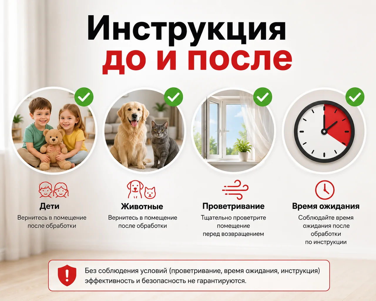 Инструкция до и после обработки ресторана