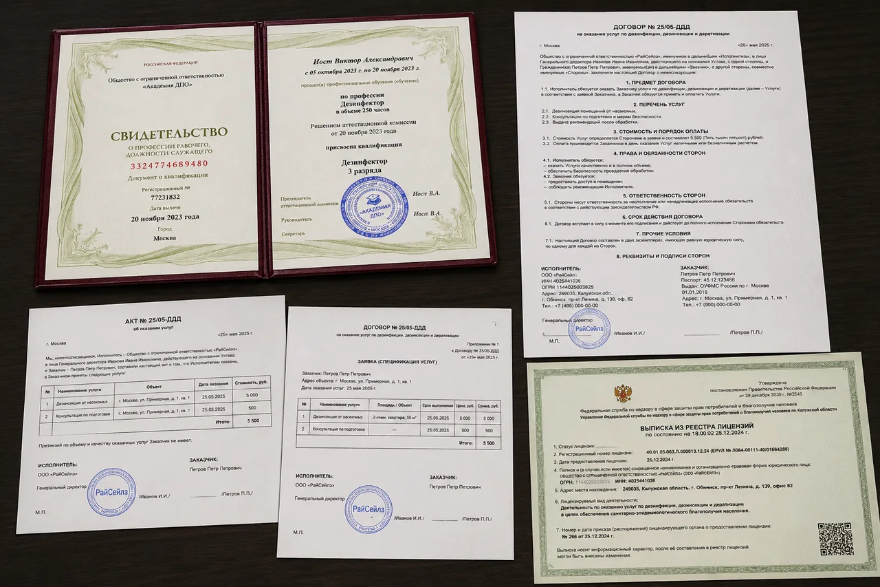 Документы и сертификаты после работ